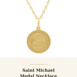 Gold Plated Silver St. Michael Medal Necklace 18 mm