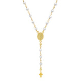 Gold Plated Silver Freshwater Pearl Rosary Necklace