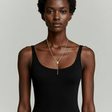 Gold Plated Silver Freshwater Pearl Rosary Necklace