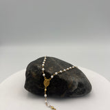 Gold Plated Silver Freshwater Pearl Rosary Necklace