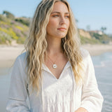 Gold Plated Silver Mother of Pearl Holy Spirit Round Medal Necklace