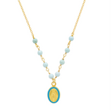 Gold Plated Silver with Turquoise Enamel Mary Necklace