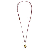 Gold Plated Silver Mary Necklace with Red Cord & Pearl Accent