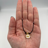 Leather Cord Gold Plated Silver MOP Holy Spirit Necklace