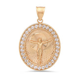 Sterling Silver Yellow Gold Plated Silver CZ Crucifix Medal