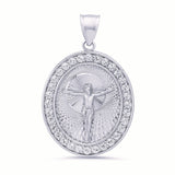 Sterling Silver Yellow Gold Plated Silver CZ Crucifix Medal