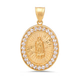 Sterling Silver Yellow Gold Plated Silver CZ Guadalupe Medal