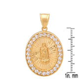 Sterling Silver Yellow Gold Plated Silver CZ Guadalupe Medal