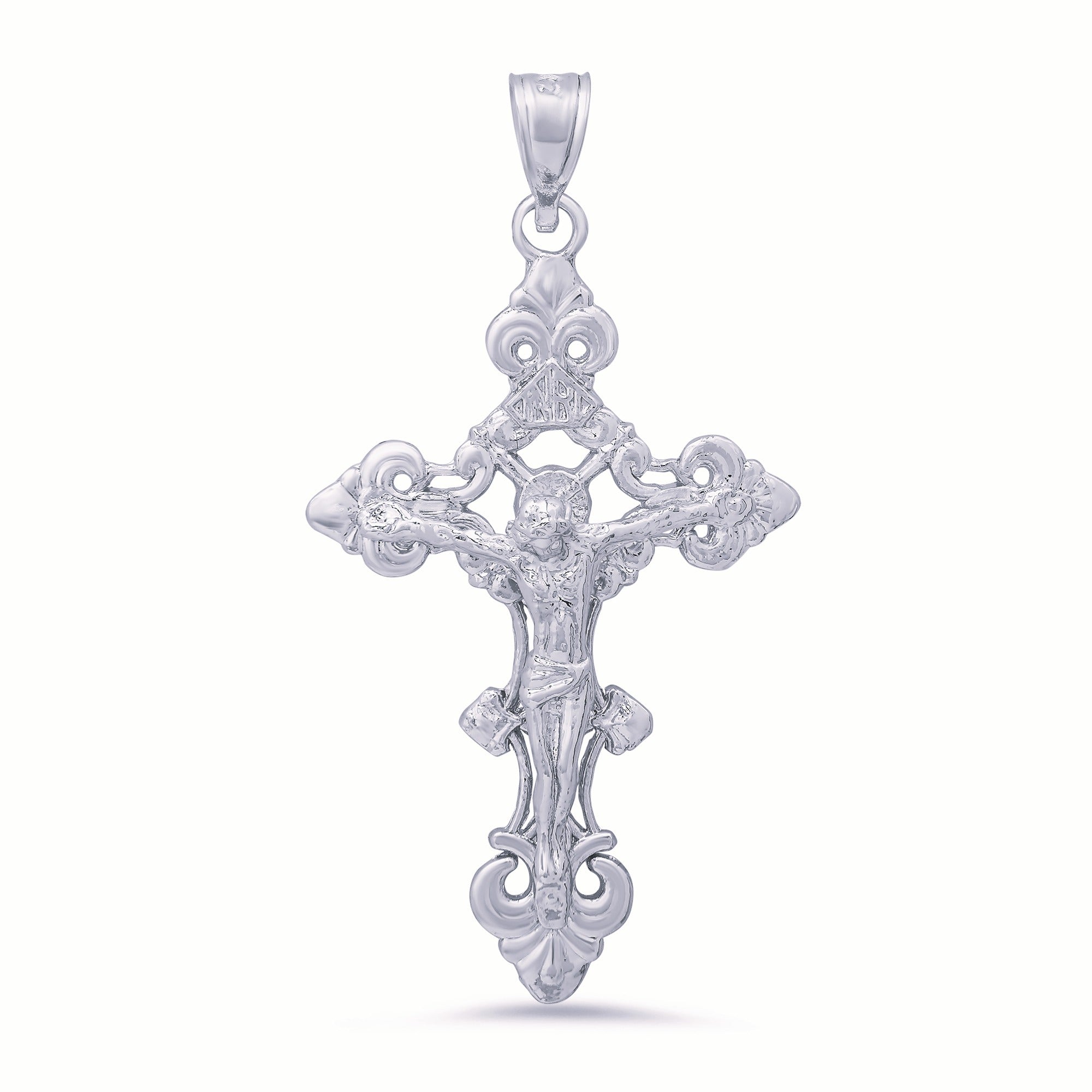 Sterling Silver Yellow Gold Plated Signature Crucifix Pendant