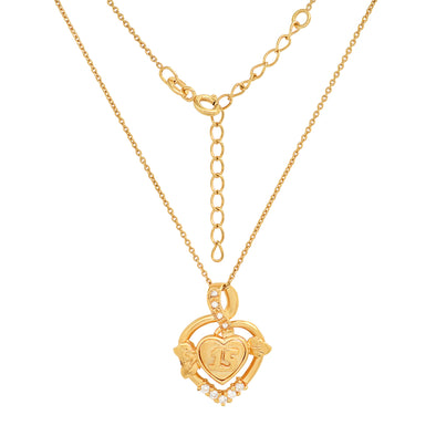 Gold Plated Silver 15 Quinceanera CZ Heart Necklace