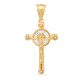 Sterling Silver and Baguette Cubic Zirconia Crucifix Pendants