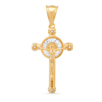 Sterling Silver and Baguette Cubic Zirconia Crucifix