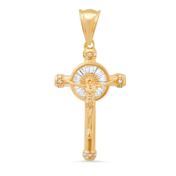 Sterling Silver and Baguette Cubic Zirconia Crucifix