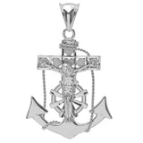Sterling Silver Yellow Gold Plated Mariner's Cross Pendant (Large)