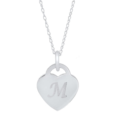 Sterling Silver Heart Pendant Necklace for Personalization