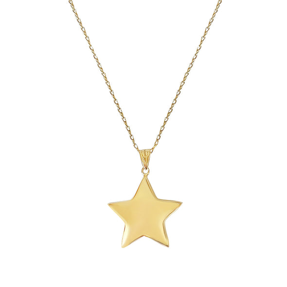 Sterling Silver and Gold Plated Silver Puffed Star Necklace