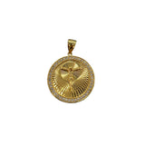Sterling Silver Yellow Gold Plated Silver CZ Round Crucifix Medal