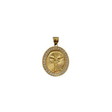 Sterling Silver Yellow Gold Plated Silver CZ Crucifix Medal