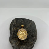 Sterling Silver Yellow Gold Plated Silver CZ Crucifix Medal