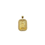 Sterling Silver Yellow Gold Plated Silver CZ Guadalupe Dog Tag Medal