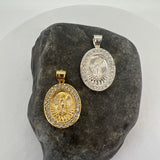 Sterling Silver Yellow Gold Plated Silver CZ Guadalupe Medal