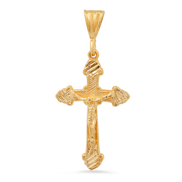 Sterling Silver Hand Diamond-cut Crucifix Pendant