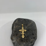 Sterling Silver Yellow Gold Plated Signature Crucifix Pendant (Small)