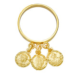 Gold Plated Silver Sacred Heart, Holy Face, and Our Lady of Guadalupe Ring