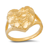 Sterling Silver Yellow Gold Plated Silver Nugget Ring (Size 5-9)