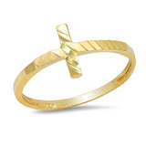 Gold Plated Silver Diamond-cut Cross Ring