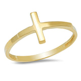 Gold Plated Silver Polished Cross Ring