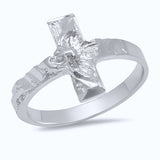Gold Plated Silver Diamond-cut Crucifix Ring