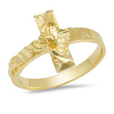 Gold Plated Silver Diamond-cut Crucifix Ring