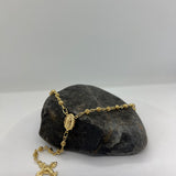Sterling Silver Yellow Gold Plated Cut-out Bead Rosary 4mm (24")