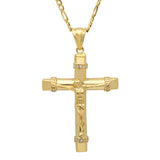 Yellow Gold Plated Silver Crucifix Necklace ( 24" )