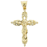 Sterling Silver Yellow Gold Plated Silver CZ Crucifix Pendant