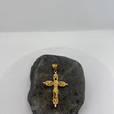 Sterling Silver Yellow Gold Plated Silver CZ Crucifix Pendant