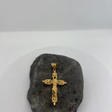 Sterling Silver Yellow Gold Plated Silver CZ Crucifix Pendant