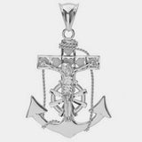 Sterling Silver Yellow Gold Plated Mariner's Cross Pendant (Medium)