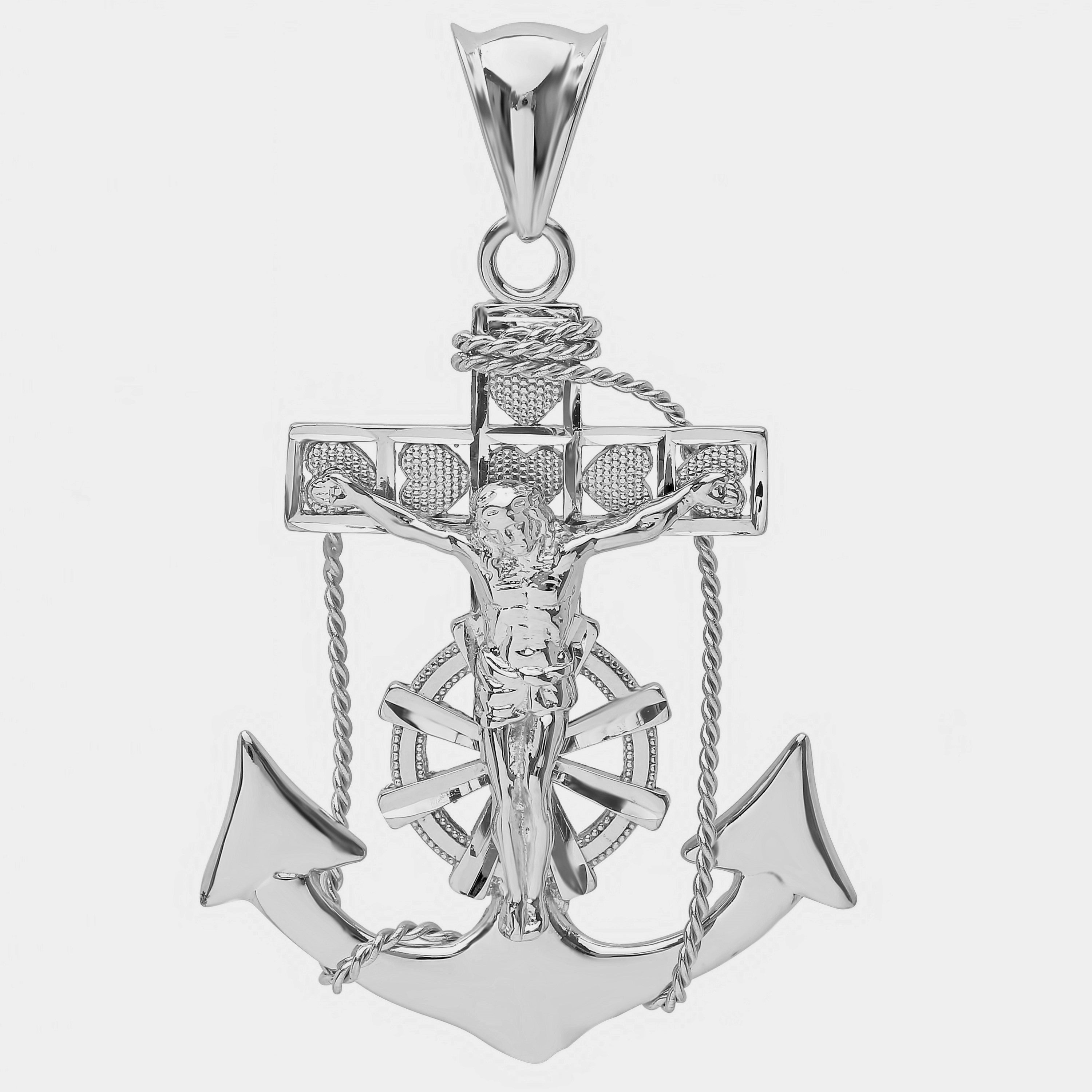 Sterling Silver Yellow Gold Plated Mariner's Cross Pendant (Medium)