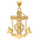 Sterling Silver Yellow Gold Plated Mariner's Cross Pendant (Medium)