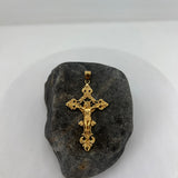 Sterling Silver Yellow Gold Plated Signature Crucifix Pendant (X-Large)