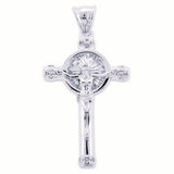 Sterling Silver Gold Plated Baguette CZ Crucifix Pendant