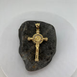 Sterling Silver Gold Plated Baguette CZ Crucifix Pendant