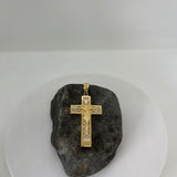 Sterling Silver Yellow Gold Plated Cubic Zirconia Baguette Crucifix Pendant