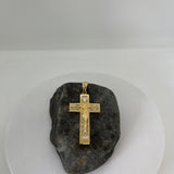 Sterling Silver Yellow Gold Plated Cubic Zirconia Baguette Crucifix Pendant