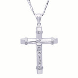 Sterling Silver Yellow Gold Plated CZ Crucifix Pendant