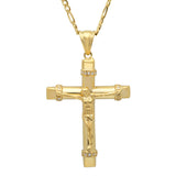Sterling Silver Yellow Gold Plated Silver CZ Crucifix