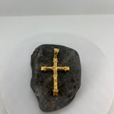 Sterling Silver Yellow Gold Plated CZ Crucifix Pendant
