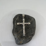 Sterling Silver Yellow Gold Plated CZ Crucifix Pendant